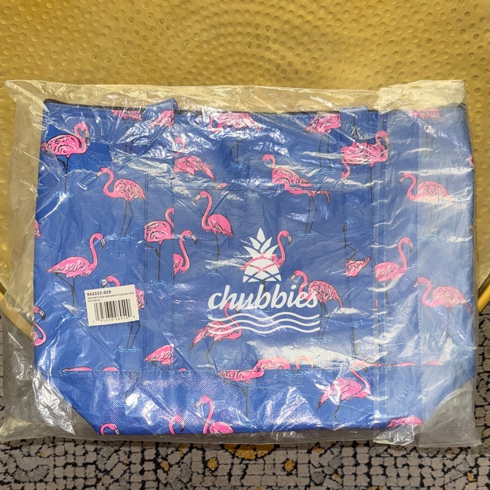 Chubbies Tropical Blue Tote with Pink Flamingos